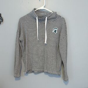 Gameday Coture MSU Michigan State Spartans Striped Boxy Mock Neck Pullover Small